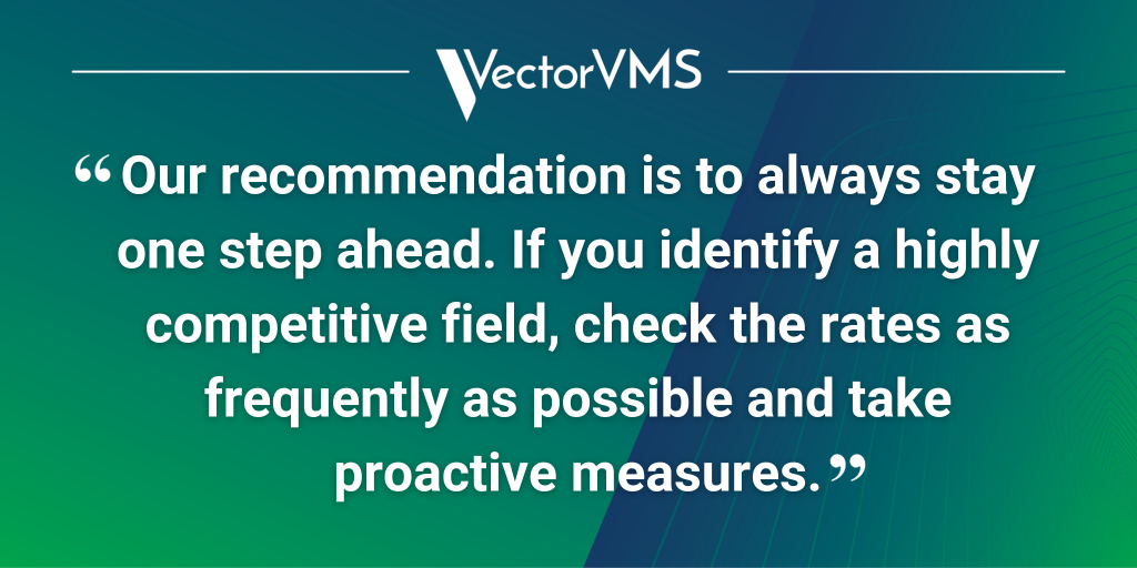 Pull Quote: “Our recommendation is to always stay one step ahead. If you identify a highly competitive field, check the rates as frequently as possible and take proactive measures.”